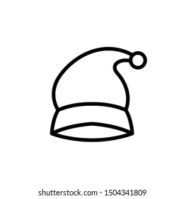 Santa Claus Hat Icon Vector Best Logo , Template Design Emblem Isolated Illustration , Outline Solid Background White 
