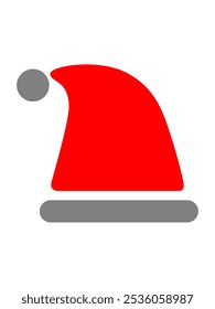 santa claus hat image with red and gray color and very simple