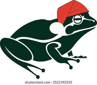 Chapéu de Papai Noel isolado, silhuetas de rã - ilustração vetorial chapéu de Papai Noel.