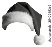 Santa Claus hat isolated on white background retro vintage halftone grunge black dotted cut-out collage element for Christmas new year holiday mixed media design crazy pop art magazine newspaper