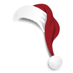 Santa Claus Hat Isolated On White Background. EPS 10 Vector.