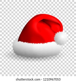 Santa Claus hat isolated on white background. Vector Realistic Illustration .