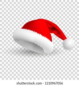 Santa Claus hat isolated on white background. Vector Realistic Illustration .