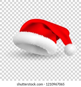 Santa Claus hat isolated on white background. Vector Realistic Illustration .