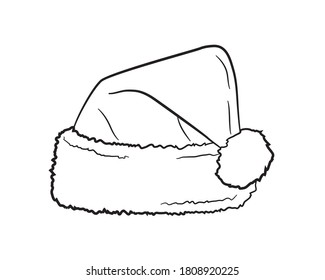 Santa Claus hat isolated on white background. Christmas santa hat decoration. Vector illustration.