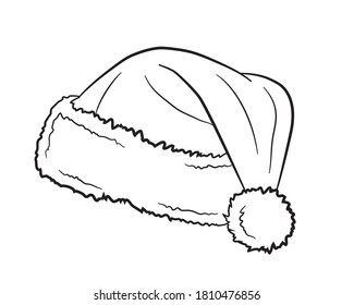 Santa Claus hat isolated on white background. Christmas santa hat decoration. Vector illustration.