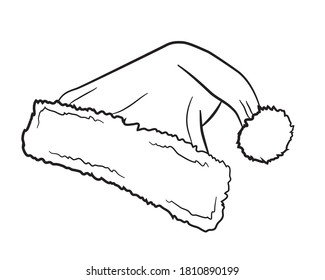 Santa Claus hat isolated on white background. Christmas santa hat decoration. Vector illustration.