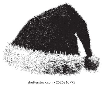 Chapéu Papai Noel isolado no fundo transparente. Fotocópia colagem estilo pontilhado para mídias sociais. Bitmap punk retrô. Ícone de textura de dadaísmo grunge vetor de meio-tom para cartões de Natal e Ano Novo