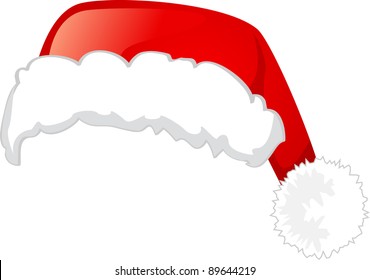 Santa Claus hat, Isolated On White Background, Vector Illustration