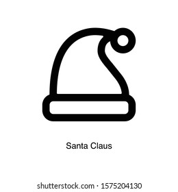 Santa Claus hat linear icon vector on white background. Black icon illustration