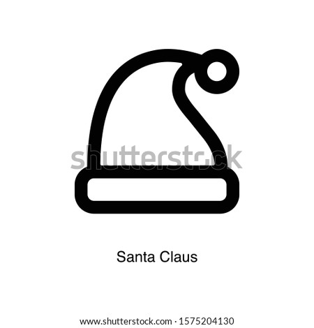 Santa Claus hat linear icon vector on white background. Black icon illustration