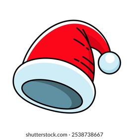Santa Claus hat in linear style isolated on white background. vector icon