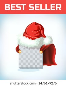 santa claus hat. Masquerade costume. Christmas or new year headdress. Cartoon Vector illustration. Red cape