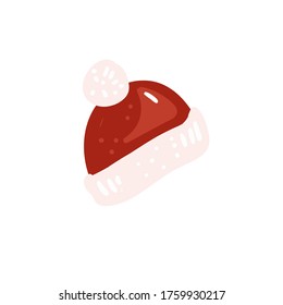 Santa Claus hat. Merry Christmas and Happy New Year illustration. Trendy style. Vector design template. Design for poster, card, invitation, placard, brochure, flyer.