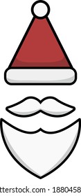 santa claus hat mustache and beard vector for Christmas