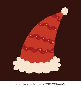 Santa Claus hat on transparent background. Christmas decoration for banners, posters and greeting cards. Santa Hat png.