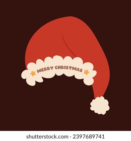 El sombrero de Papá Noel sobre fondo transparente. Decoración navideña para carteles, afiches y tarjetas de felicitación. Sombrero de Santa.