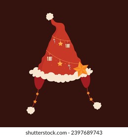 Santa Claus hat on transparent background. Christmas decoration for banners, posters and greeting cards. Santa Hat png.