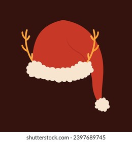 Santa Claus hat on transparent background. Christmas decoration for banners, posters and greeting cards. Santa Hat png.