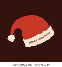 El sombrero de Papá Noel sobre fondo transparente. Decoración navideña para carteles, afiches y tarjetas de felicitación. Sombrero de Santa.
