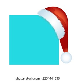 Santa Claus hat to put on the up right corner of he box. Vector design. 