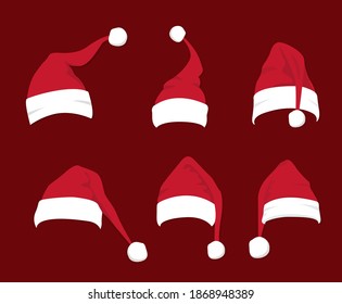 Santa Claus hat. Red Merry Christmas Card Illustration
