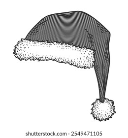 Santa Claus hat in retro style. Christmas holidays. Happy new year . Vector illustration.
