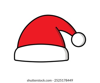 Conjunto de sombrero de Santa Claus aislado sobre fondo blanco. Navidades y concepto de Año Nuevo.  Ilustración vectorial. logotipo del sombrero de Santa, ilustración del objeto de la ropa de la Navidad. conveniente para el icono del cartel y del Web