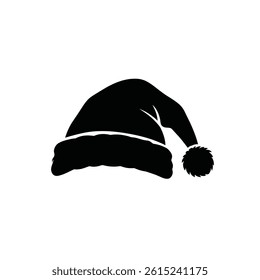 Santa Claus Hat Silhouette Black Isolated Festive Symbol For Holiday Season