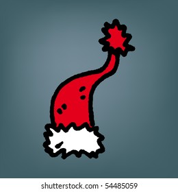 Santa Claus hat sketch. Vector.