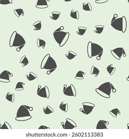 Santa Claus hat solid seamless pattern, happy christmas theme. Vector graphics. Hat with velvet top and pompon sign background, filled with glyphs icon