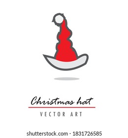 Santa claus hat unique christmas hat vector illustration. Red santa top hat isolated on white background