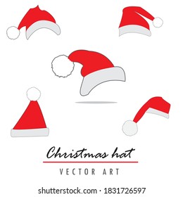 Santa claus hat unique christmas hat vector illustration. Red santa top hat isolated on white background
