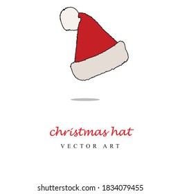 Santa claus hat unique christmas hat vector illustration. Red santa top hat isolated on white background