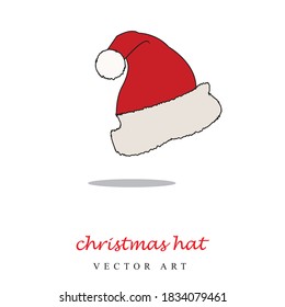 Santa claus hat unique christmas hat vector illustration. Red santa top hat isolated on white background