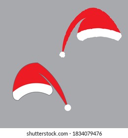 Santa claus hat unique christmas hat vector illustration. Red santa top hat isolated on white background