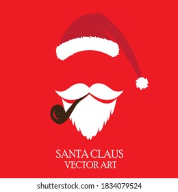 Santa claus hat unique christmas hat vector illustration. Red santa top hat isolated on white background