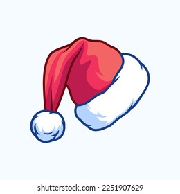 Santa Claus Hat Vector Art Illustration on Isolated Background. Vector Cartoon Illustration