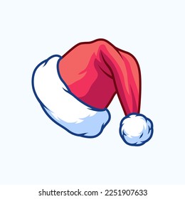 Santa Claus Hat Vector Art Illustration on Isolated Background. Vector Cartoon Illustration