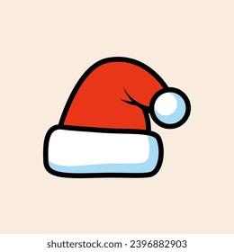 Santa Claus Hat Vector Art Illustration on Isolated Object. Christmas Vector Illustration. Christmas Vector Theme Illustration. Christmas Theme Vector Illustration.