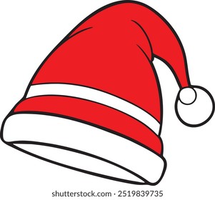 Santa Claus hat vector art illustration with a white background