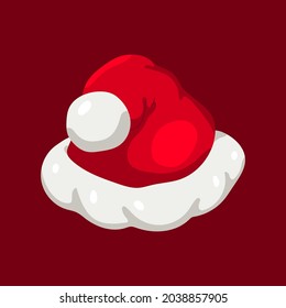Santa Claus hat vector cartoon illustration isolated on a red background.
