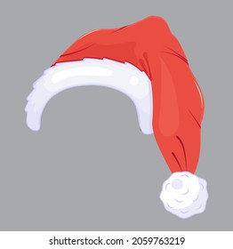 Santa Claus hat vector. Christmas and New Year illustration. Funny cartoon Santa cap.