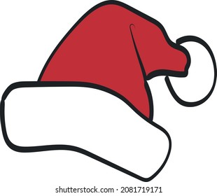 Santa Claus hat vector icon, red christmas  cap
