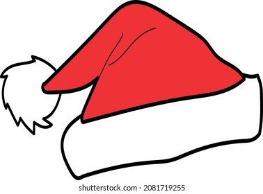 Icono del vector del sombrero Santa Claus, gorra de navidad roja
