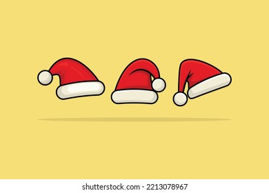 Santa Claus hat vector icon illustration. Christmas holiday design concept. Winter clothes, Winter caps, Christmas celebration, Traditional hats, beauty and fashion, fashion design, Head hat.