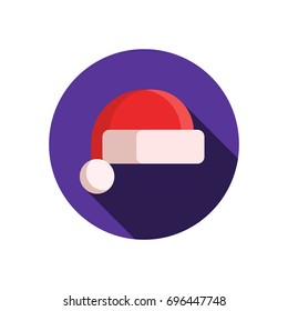 Santa Claus hat vector icon with long shadow.