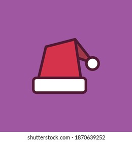 Santa Claus hat vector illustration, santa hat flat icon, isolated on background