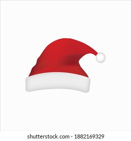 Santa Claus Hat Vector Illustration. Winter Holiday. Elements of New Year. Xmas costume. Santa's hat