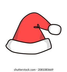 Santa Claus hat. vector illustration of red furry hat. to use as a graphic resource or Christmas icon. eps 10